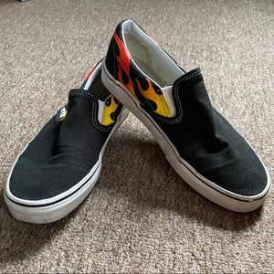 Flames Slip On Vans